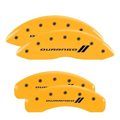 MGP Caliper Covers - MGP Caliper Covers 12204SDGOYL Front/Rear 4pc Yellow w/Black Durango