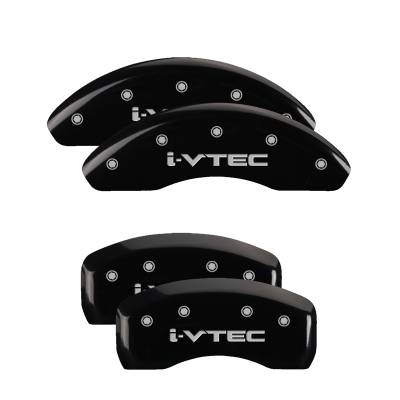 MGP Caliper Covers - MGP Caliper Covers 20225SIVTBK 4pc Engraved Front/Rear for 18-25 Honda Accord