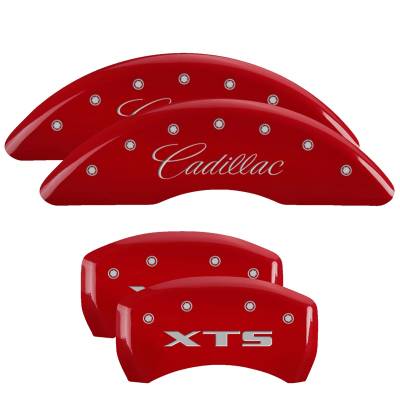 MGP Caliper Covers - MGP Caliper Covers 35008SXTSRD Engraved Front/Rear Red for 13-19 Cadillac XTS