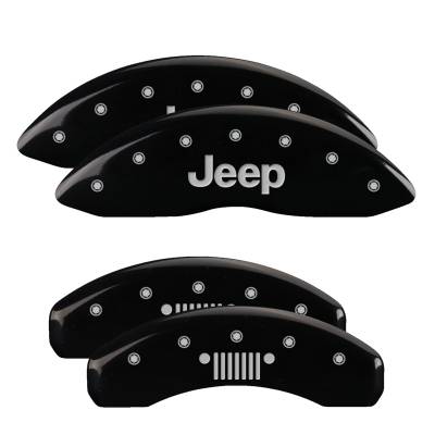 MGP Caliper Covers - MGP Caliper Covers 42020SJPLBK F/R 4pc Engraved for 11-21 Jeep Grand Cherokee