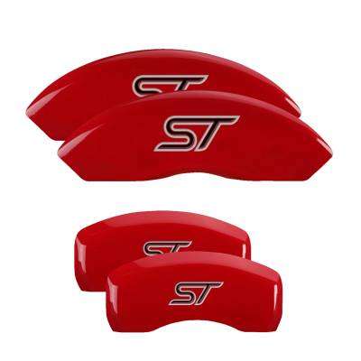 MGP Caliper Covers - MGP Caliper Covers 10252SST1RD Front/Rear 4pc Red Silver for 20-25 Ford Explorer