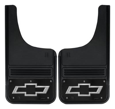 Gatorback - Gatorback 12"x23" Cut-Style Black Mud Flaps Bowtie Logo GB1223CUTBT-FULL
