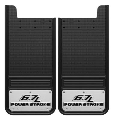 Gatorback - Gatorback 12"x26" Universal Black Mud Flaps Powerstroke Logo GA1226P-2