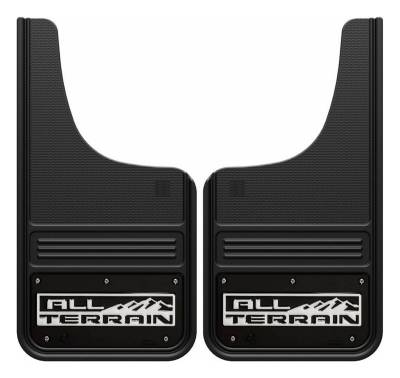 Gatorback - Gatorback 12"x23" Cut-Style Black Mud Flaps All Terrain Logo GB1223CUTA-W