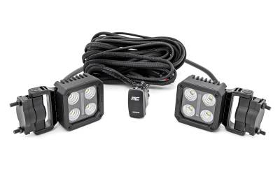 Rough Country Suspension Systems - Rough Country Black Series 2" Swivel Mount LED Light Pods-Flood Pair 70802