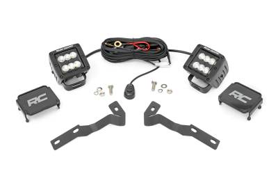 Rough Country Suspension Systems - Rough Country 71081 A-Pillar 2" LED Ditch Light Kit-Flood for 16-23 Tacoma