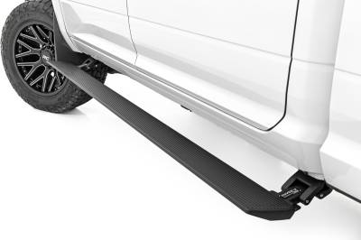 Rough Country Suspension Systems - Rough Country Power Running Boards Black for 10-24 Ram HD Quad PSR9015