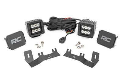Rough Country Suspension Systems - Rough Country A-Pillar 2" LED Ditch Light Kit-Spot Silverado/Sierra 1500 71052