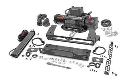 Rough Country Suspension Systems - Rough Country 51099 Winch Mount Kit w/Winch/LED for 21-25 Bronco Steel Bumper