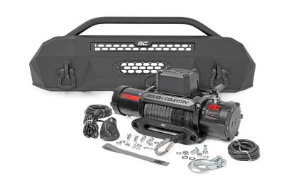 Rough Country Suspension Systems - Rough Country 10715 Hybrid Front Winch Bumper w/12K Winch Black for 16-23 Tacoma