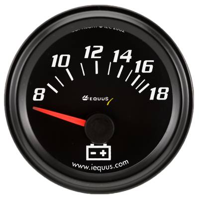 Equus - Equus E6268 Gauge Voltmeter 2" 8-18V 90 Sweep Elec Black 6000 Series