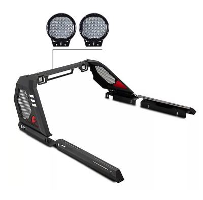 Black Horse Off Road - Black Horse VIRB22B-PL69B VIGOR Roll Bar w/9" LED Blk for 22-24 Nissan Frontier