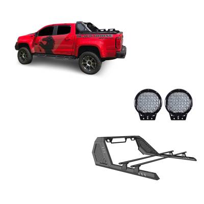 Black Horse Off Road - Black Horse VRCB6405B-PL69B VIGOR Roll Bar w/9" LED Black for Colorado/Canyon