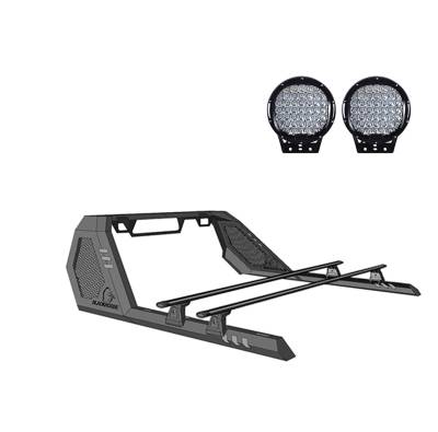 Black Horse Off Road - Black Horse VRCB6409B-G-PL69B Vigor Roll Bar w/9" Black LED 20-25 Jeep Gladiator