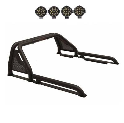 Black Horse Off Road - Black Horse GLRB-05B-PLB GLADIATOR Roll Bar w/7.0" Blk LED Lights 05-21 Frontier
