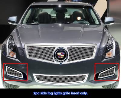 APS - APS Wire Mesh Fog Light Grilles-Polish 13-14 Cadillac ATS GR01GEI54T