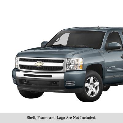 APS - APS Stainless Billet Fog Light Grilles-Brushed Silverado 1500/HD GR03FFJ24C