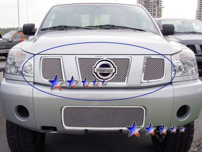 APS - APS Wire Mesh Grille-Polish for 04-07 Nissan Titan/Armada GR14GED12T