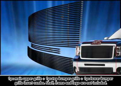 APS - APS Stainless Billet Grille Black 07-13 GMC Sierra 1500 GR07FGG43J