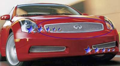 APS - APS Wire Mesh Grille-Polish for 03-05 Infiniti G35 Coupe GR14GEF02T