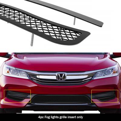 APS - APS Wire Mesh Fog Light Grilles Black 16-17 Honda Accord Sedan GR08GFC52H