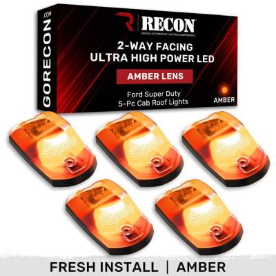 Recon - Recon 264342AMHPAM LED Cab Roof Light Kit Amber/Amber 17-25 Super Duty