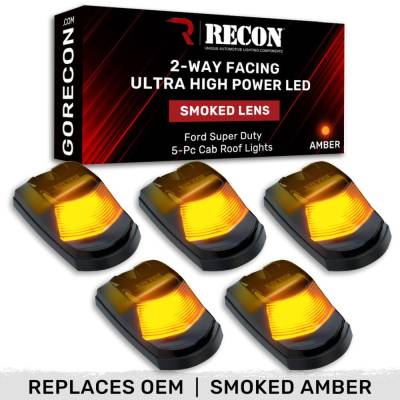 Recon - Recon 264343BKHPAM LED Cab Roof Light Kit Smoked/Amber 17-22 Super Duty