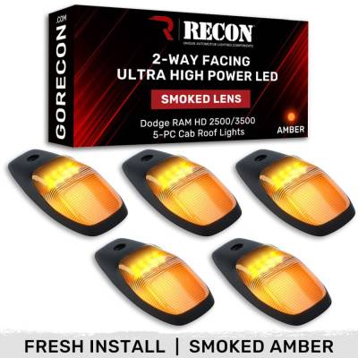Recon - Recon 264345BKHPAM LED Cab Roof Light Kit Smoked/Amber for 19-23 Ram HD