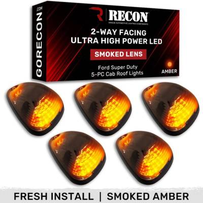 Recon - Recon 264143BKHPAM LED Cab Roof Light Kit Smoked/Amber 99-16 Super Duty