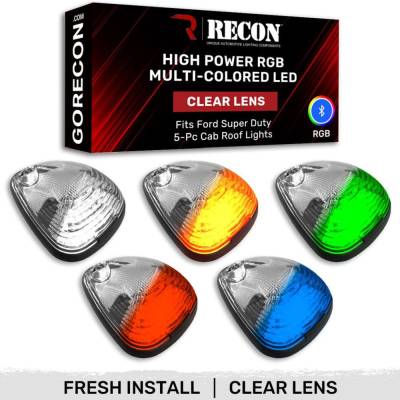 Recon - Recon 264143CLRGB LED Cab Roof Light Kit Clear/RGB 99-16 Super Duty