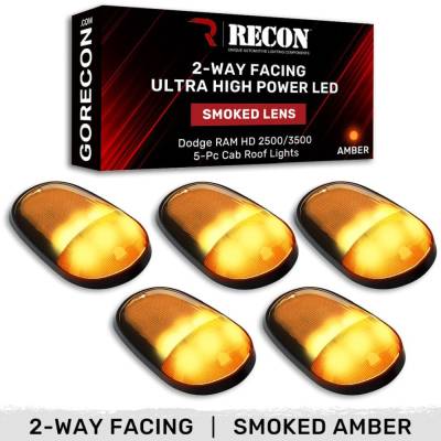 Recon - Recon 264146BKHPAM LED Cab Roof Light Kit Smoked/Amber for 03-18 Ram HD