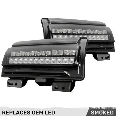 Recon - Recon 264148LEDBK LED Turn Signal Lenses Smoked/White/Amber for Wrangler JL