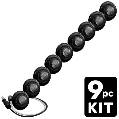 Recon - Recon 264227WHBK Universal LED Air Damn Light Kit 9pc. Smoked/White