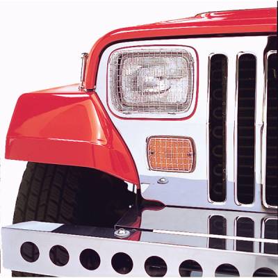 Rugged Ridge - Rugged Ridge 11102.02 Stone Guard Set Stainless Steel for Wrangler YJ