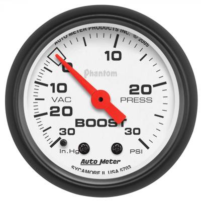 AutoMeter - AutoMeter 5703 Phantom Vacuum/Boost Gauge 2-1/16" Full Sweep