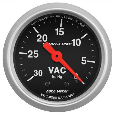 AutoMeter - AutoMeter 3384 Sport-Comp Vacuum Pressure Gauge 2-1/16" Full Sweep
