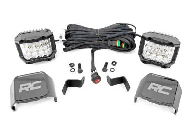 Rough Country Suspension Systems - Rough Country 71033 A-Pillar 2" LED Ditch Light Kit-Flood for 15-24 Ford F150