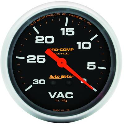 AutoMeter - AutoMeter 5484 Pro-Comp Vacuum Pressure Gauge 2-5/8" Full Sweep Liquid Filled