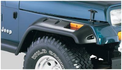Bushwacker - Bushwacker 10057-07 Cut-Out Style Front Fender Flares Black for Jeep Wrangler YJ