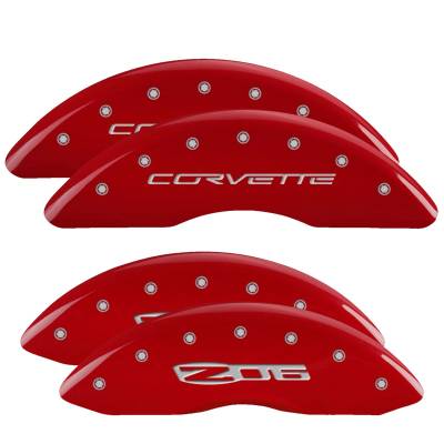 MGP Caliper Covers - MGP Caliper Covers 13083SCZ6RD Front/Rear Red for 06-13 Chevrolet Corvette