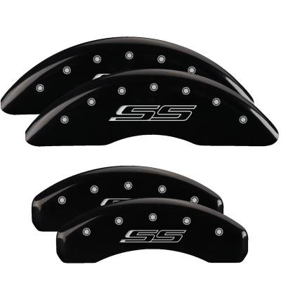 MGP Caliper Covers - MGP Caliper Covers 14241SSS5BK F/R 4pc Engraved Gen 5/SS Black for 16-24 Camaro