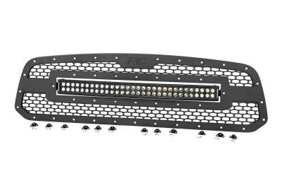 Rough Country Suspension Systems - Rough Country 70199DRL Front Mesh Grille Insert w/LED Black for 13-18 Ram 1500