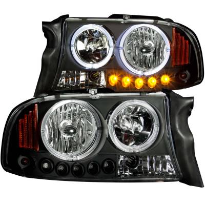 Anzo USA - Anzo USA 111194 Black Crystal Headlight Set w/LED Halo for 97-04 Dakota/Durango
