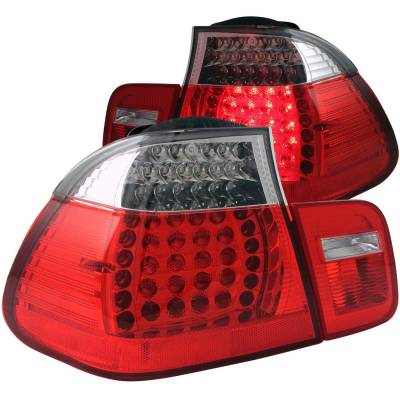Anzo USA - Anzo USA 321096 Chrome LED Red/Clear Lens Taillight Set for BMW 3-Series Sedan
