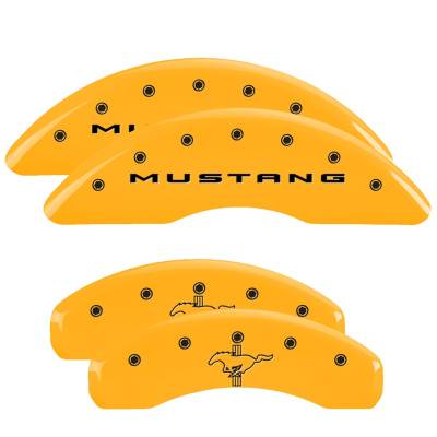 MGP Caliper Covers - MGP Caliper Covers 10204SMB2YL F/R 4pc Engraved MGP Yellow for 15-23 Mustang