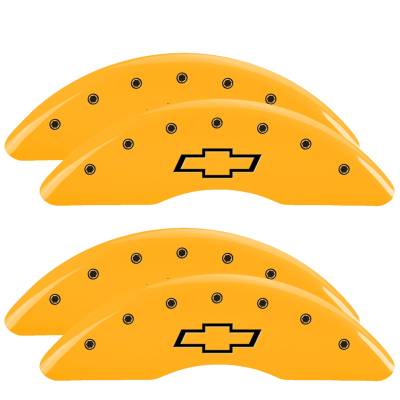 MGP Caliper Covers - MGP Caliper Covers 14173SBOWYL F/R Bowtie Yellow for 11-19 Silverado 2500/3500HD