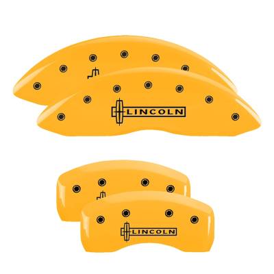 MGP Caliper Covers - MGP Caliper 36021SLCNYL F/R 4pc Engraved Lincoln Yellow for 16-18 Lincoln MKX