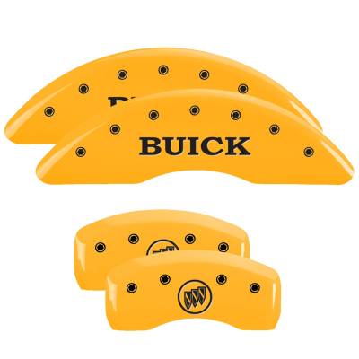 MGP Caliper Covers - MGP Caliper Covers 49001SBSHYL F/R 4pc Engraved Yellow for 08-17 Buick Enclave