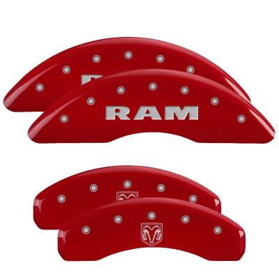 MGP Caliper Covers - MGP Caliper Covers 55006SRMHRD Engraved Front/Rear Ram Red for 19-25 Ram 1500