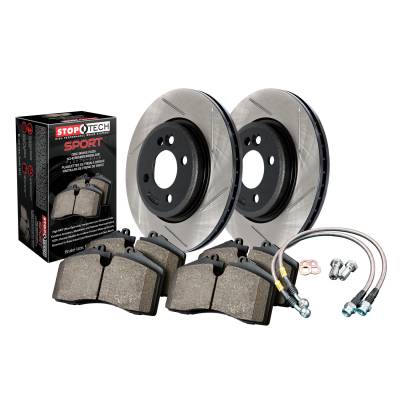 StopTech - StopTech 977.40030R Sport Axle Pack Slotted Rotor RR Brake Kit w/Brake lines